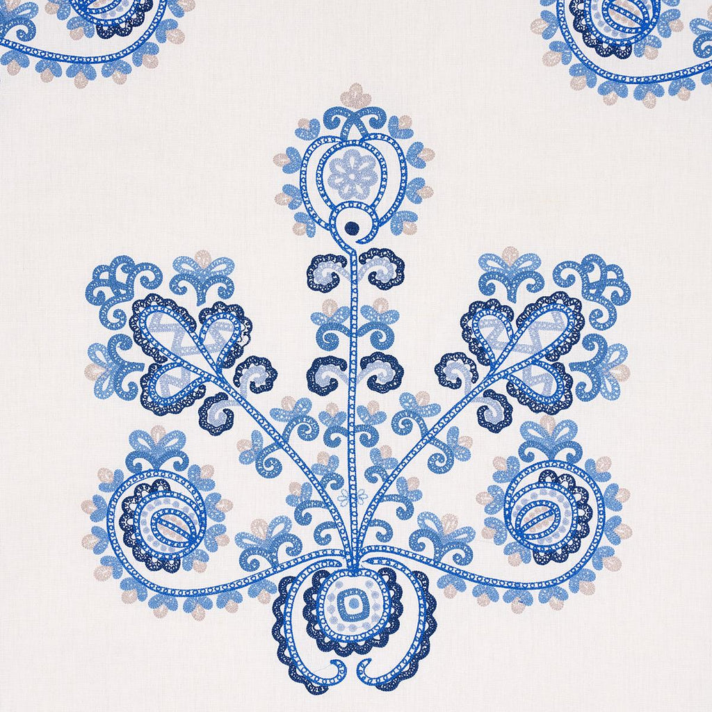 Schumacher Estrella Embroidery Porcelain Fabric