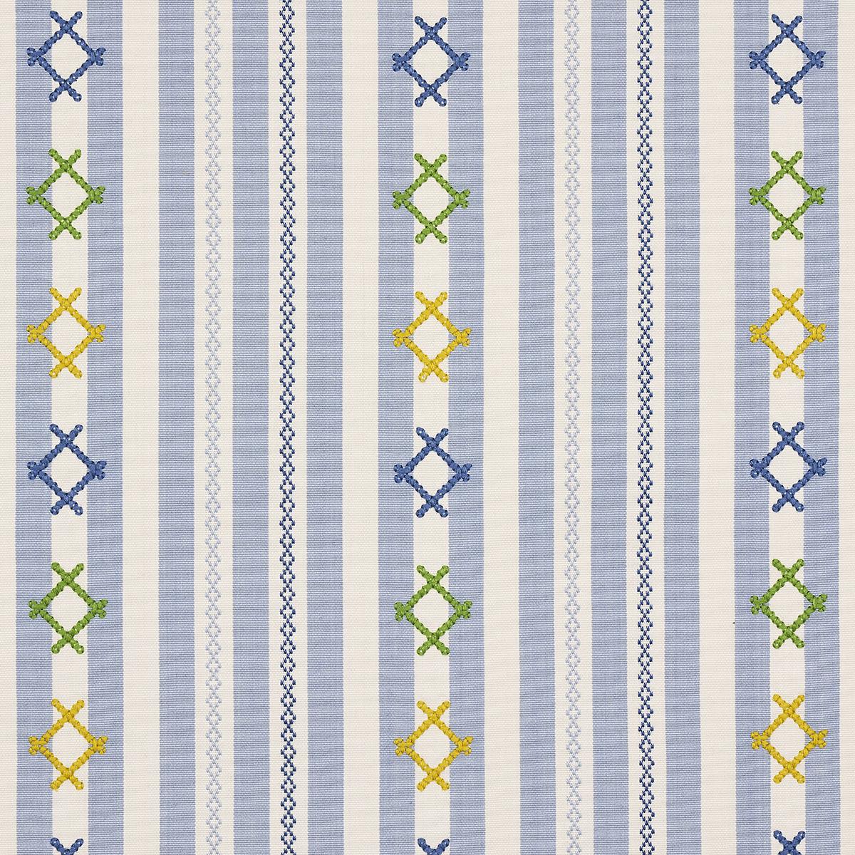 Schumacher Rhodes Stripe Sky Fabric