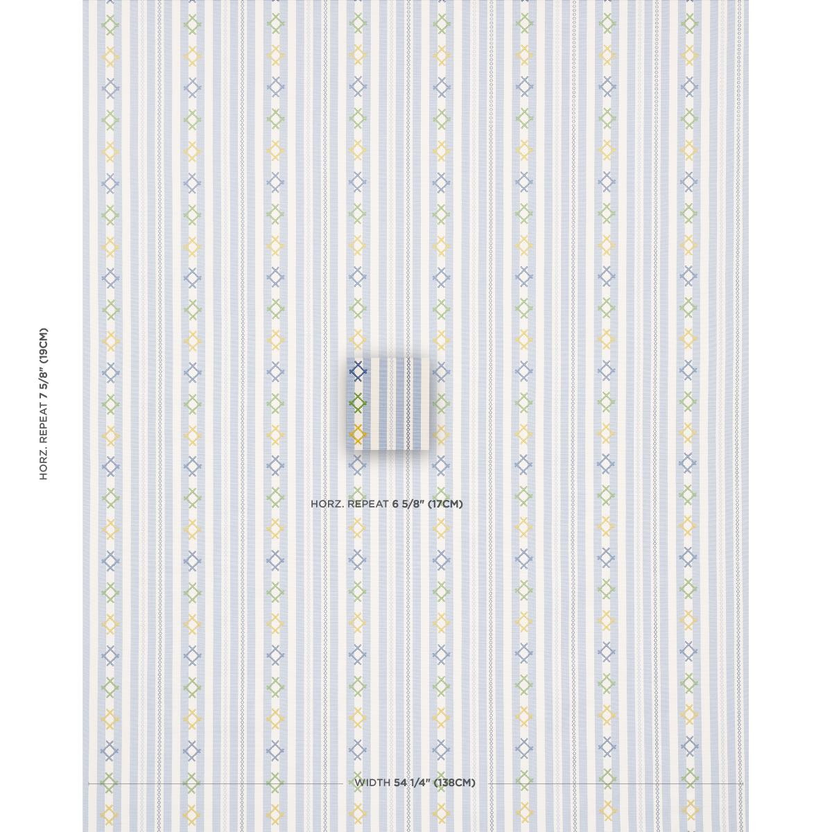 Schumacher Rhodes Stripe Sky Fabric