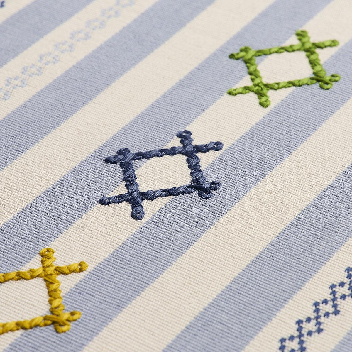 Schumacher Rhodes Stripe Sky Fabric