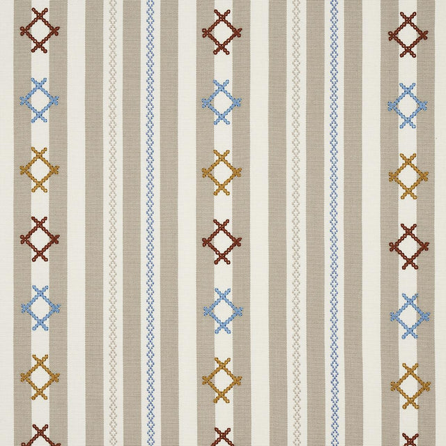 Schumacher Rhodes Stripe Neutral Fabric