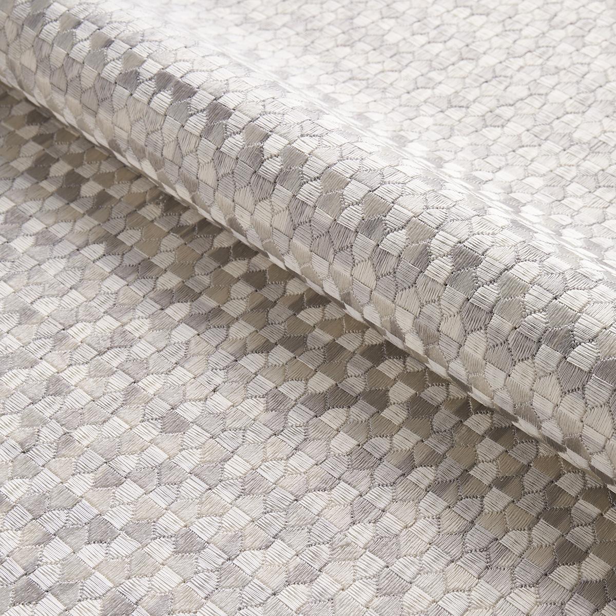 Schumacher Ivins Embroidery Grey Fabric