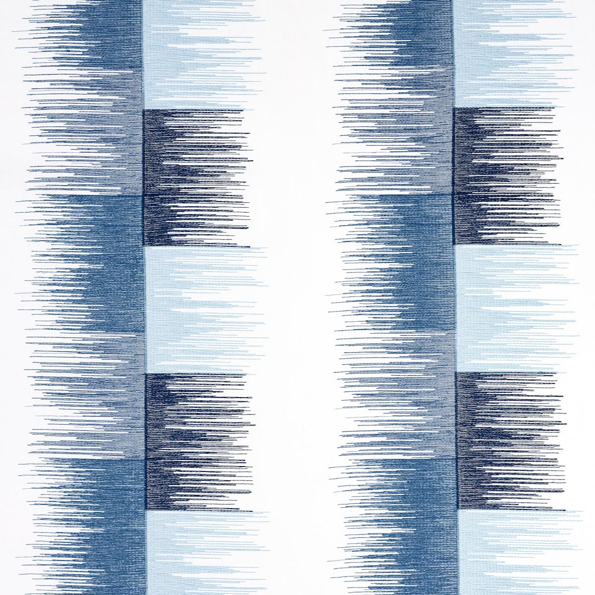 Schumacher Sunburst Stripe Embroidery Blue Fabric