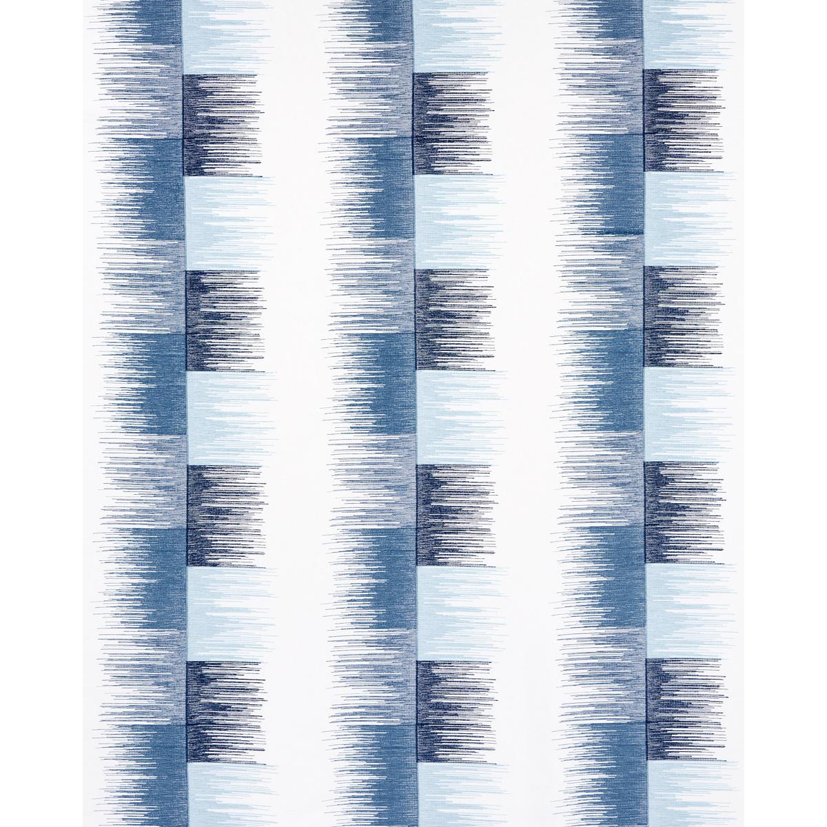Schumacher Sunburst Stripe Embroidery Blue Fabric