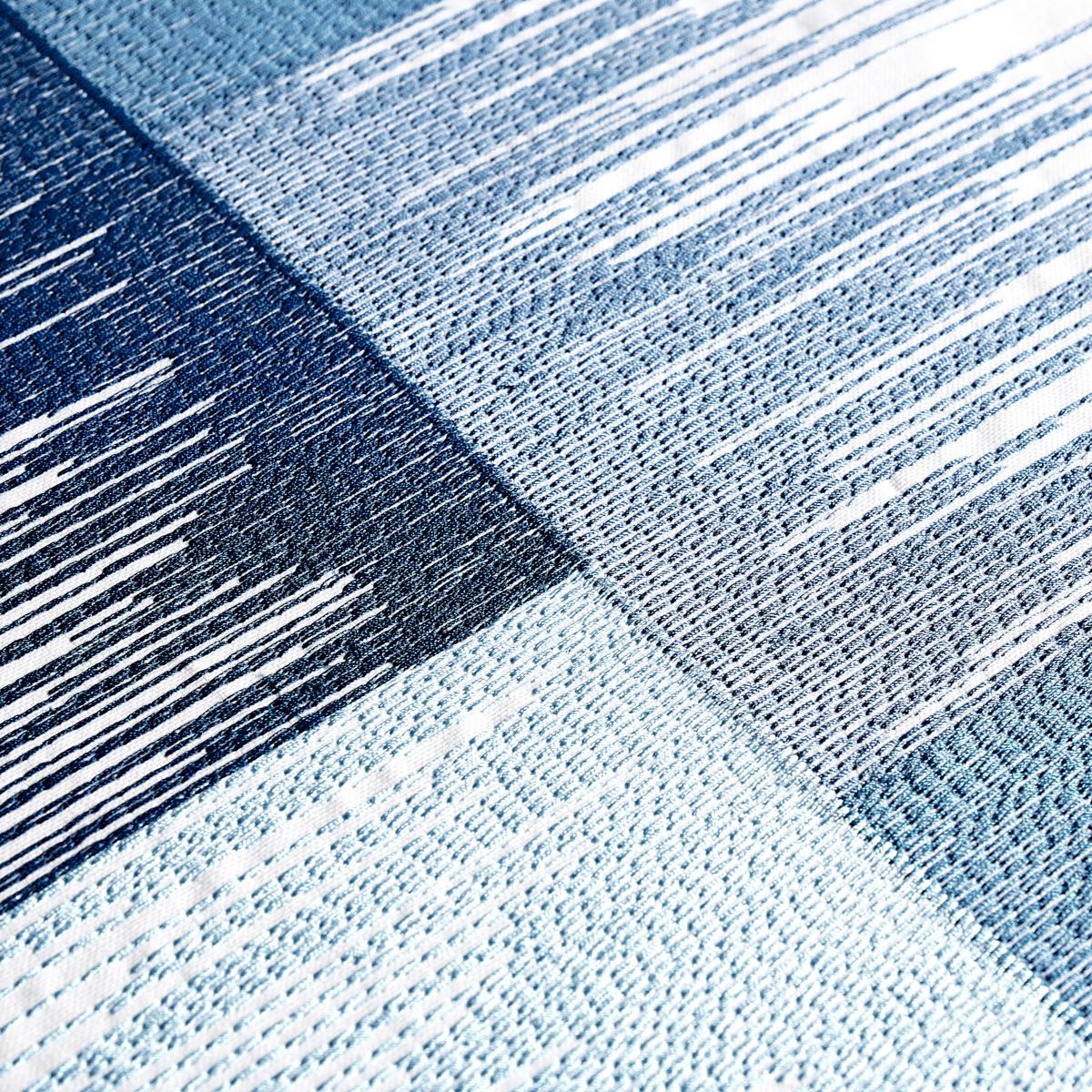 Schumacher Sunburst Stripe Embroidery Blue Fabric