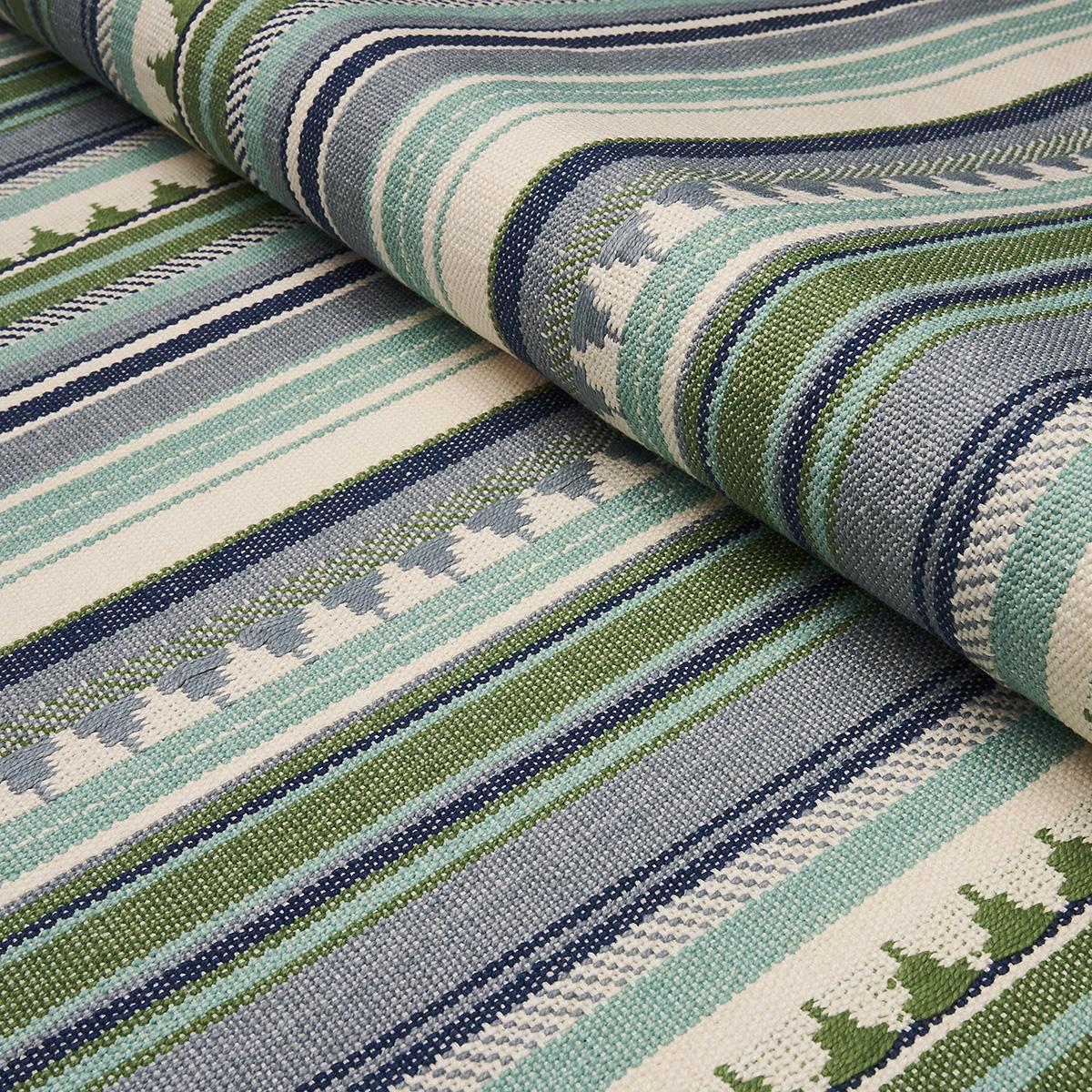 Schumacher Zuni Stripe Aqua Fabric