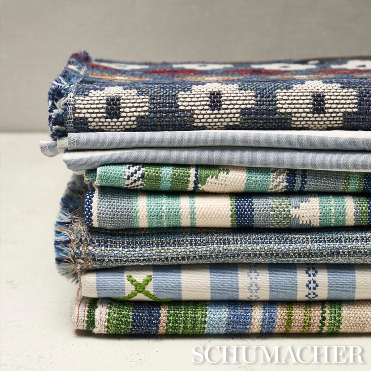 Schumacher Zuni Stripe Aqua Fabric