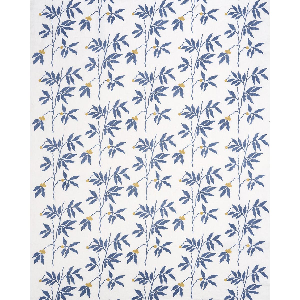 Schumacher Lilla Embroidery Blue Fabric