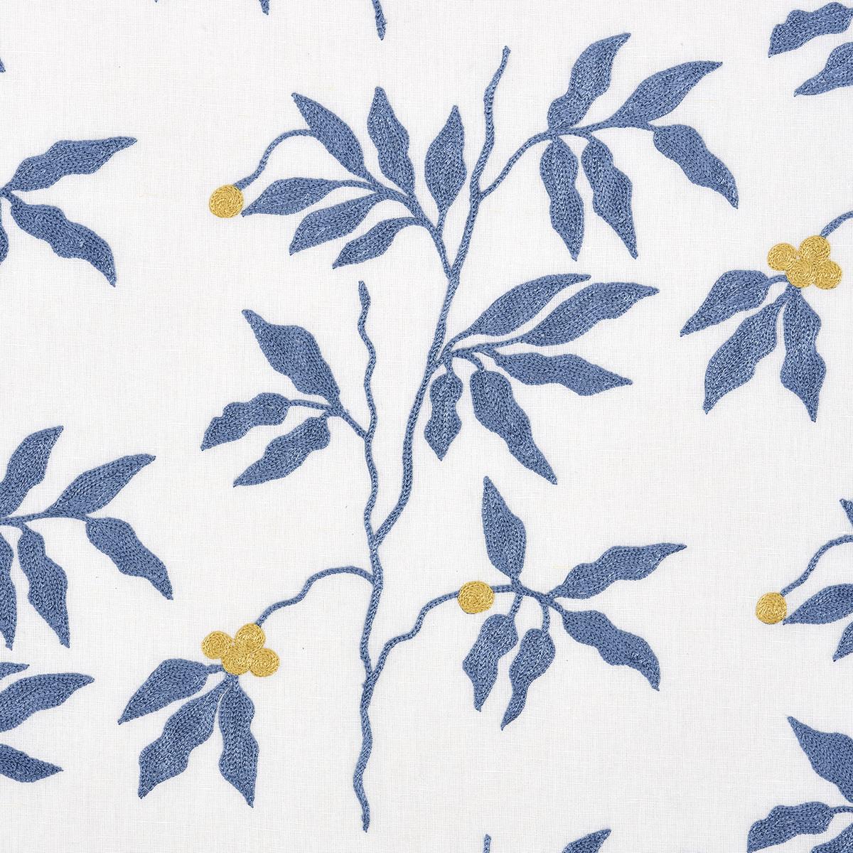 Schumacher Lilla Embroidery Blue Fabric
