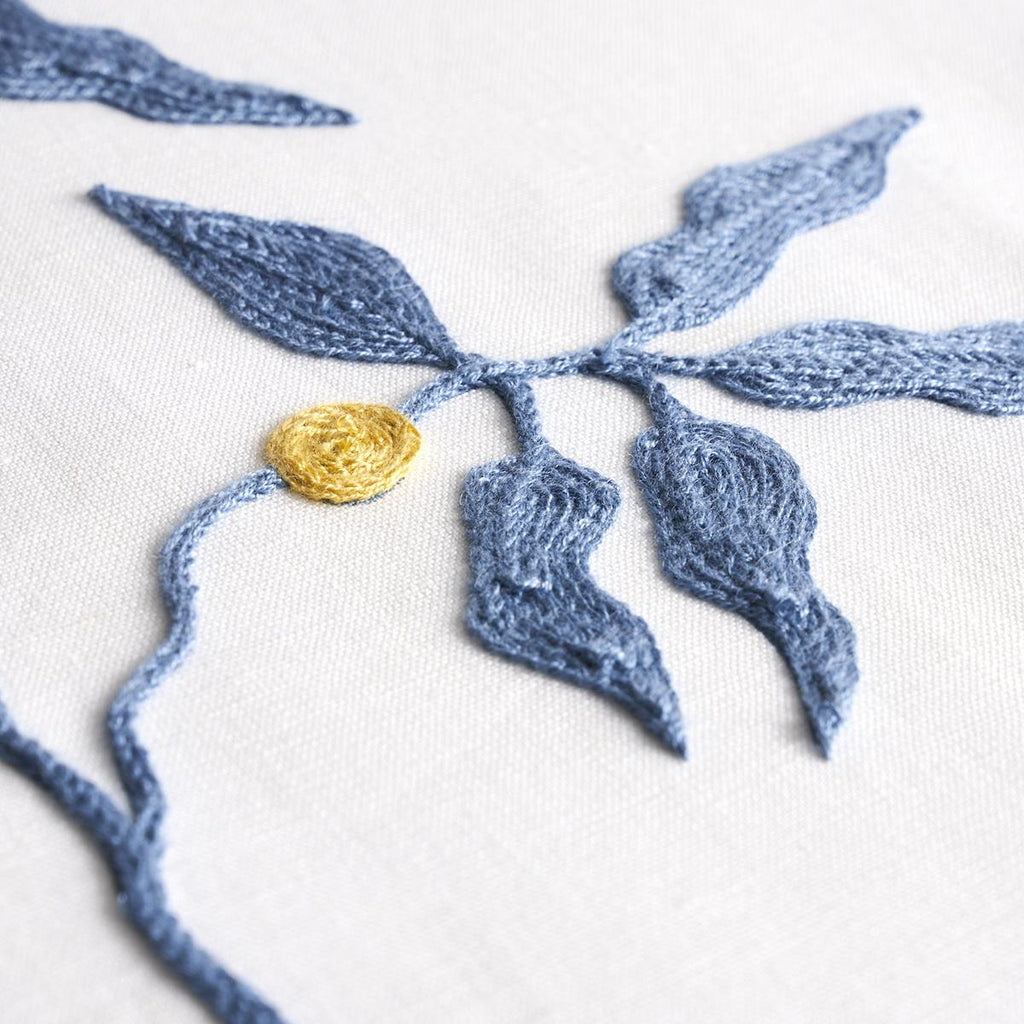Schumacher Lilla Embroidery Blue Fabric