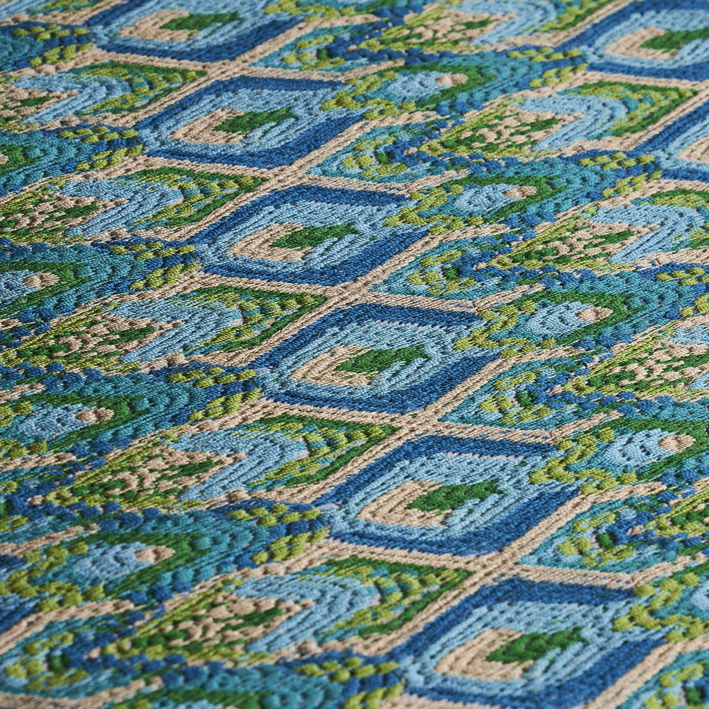 Schumacher Lorikeet Embroidery Peacock Fabric