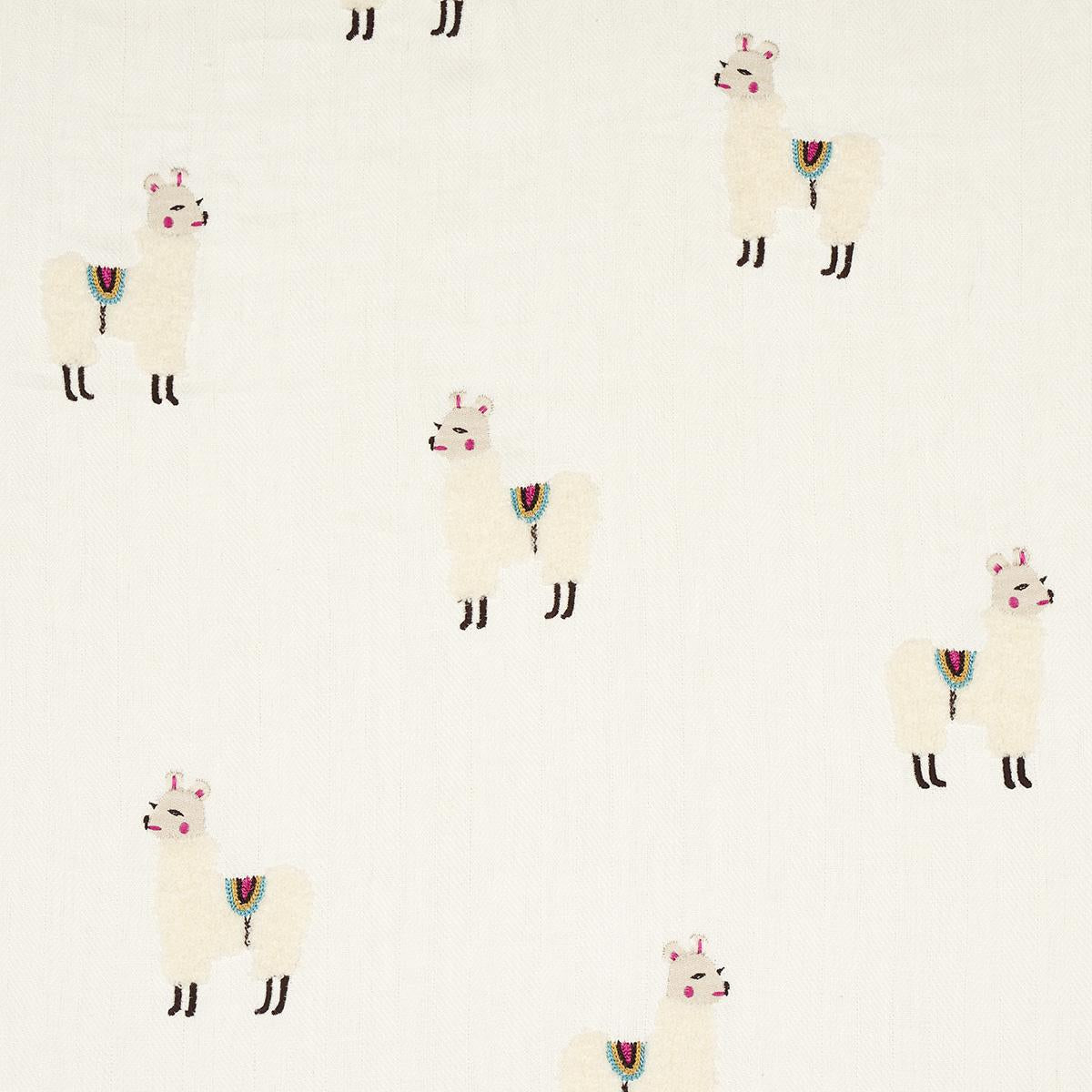 Schumacher Llama Embroidery Multi Fabric