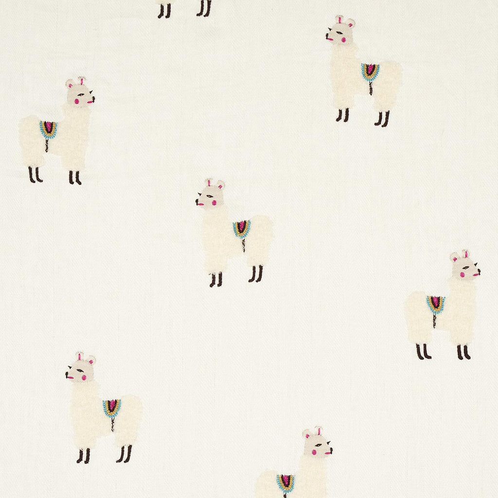 Schumacher Llama Embroidery Multi Fabric