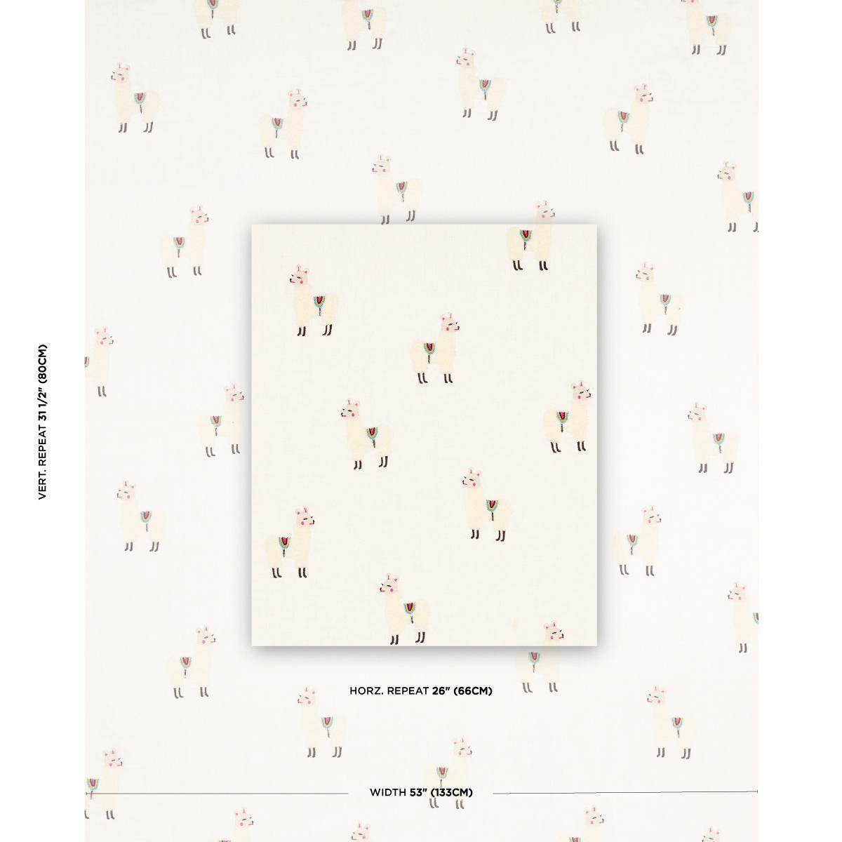 Schumacher Llama Embroidery Multi Fabric