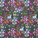 Schumacher Lupita Embroidery Multi On Navy Fabric