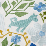 Schumacher Lupita Embroidery Green & Blue Fabric