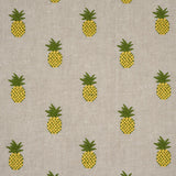 Schumacher Pineapple Embroidery Green On Natural Fabric