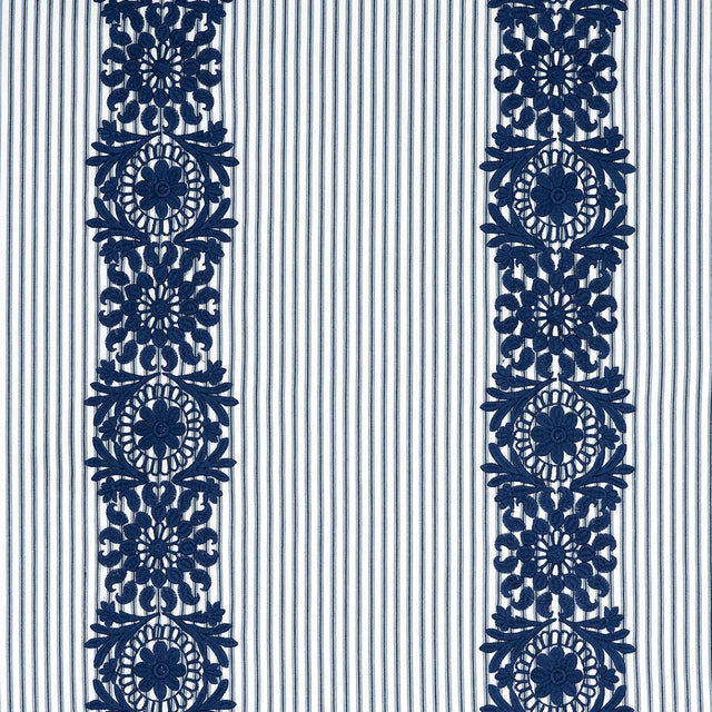 Schumacher Joelle Stripe Blue Fabric