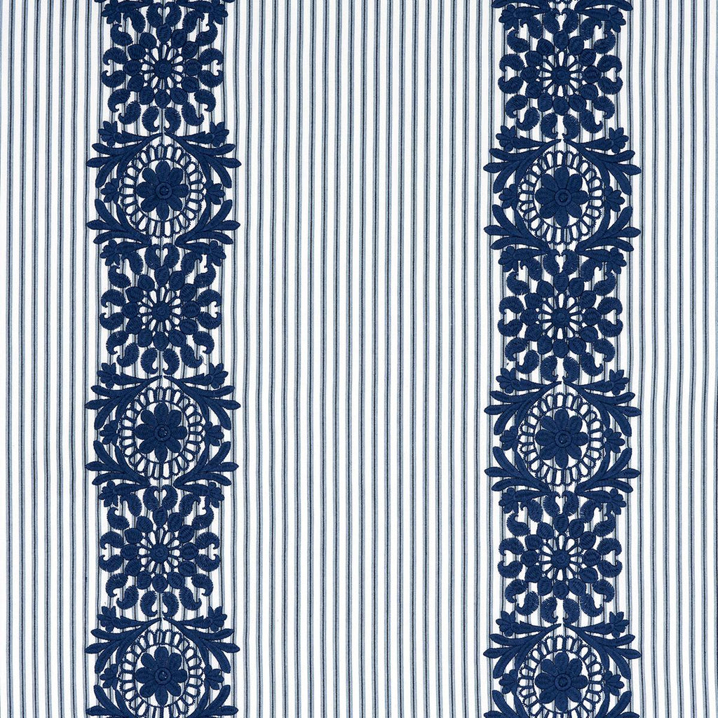 Schumacher Joelle Stripe Blue Fabric