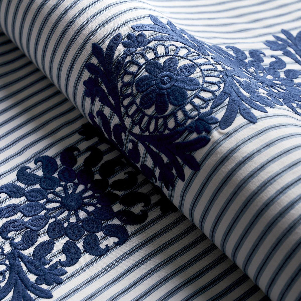 Schumacher Joelle Stripe Blue Fabric
