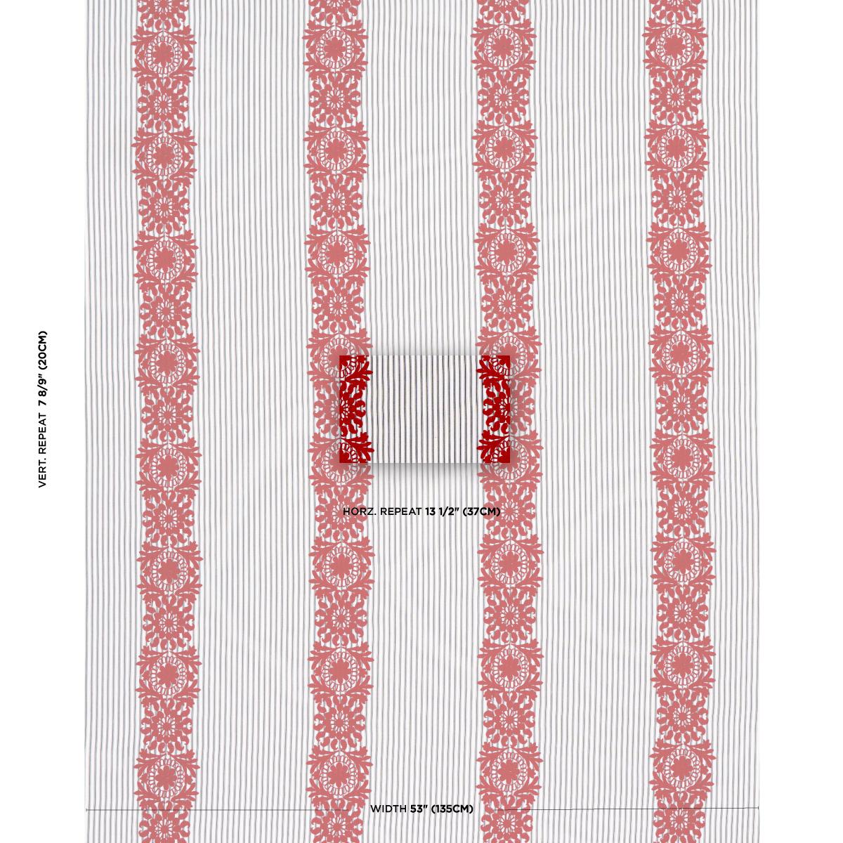 Schumacher Joelle Stripe Red On Black Fabric