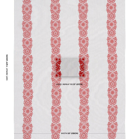 Schumacher Joelle Stripe Red On Black Fabric