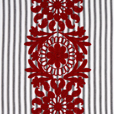 Schumacher Joelle Stripe Red On Black Fabric