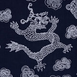 Schumacher Dragon Embroidery Navy Fabric