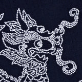 Schumacher Dragon Embroidery Navy Fabric