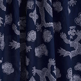 Schumacher Dragon Embroidery Navy Fabric