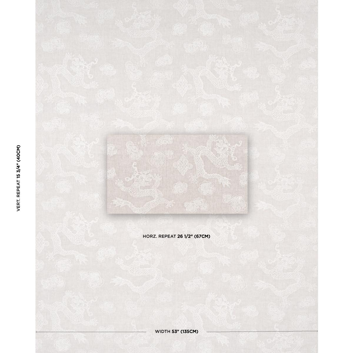 Schumacher Dragon Embroidery Ivory On Natural Fabric