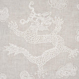 Schumacher Dragon Embroidery Ivory On Natural Fabric