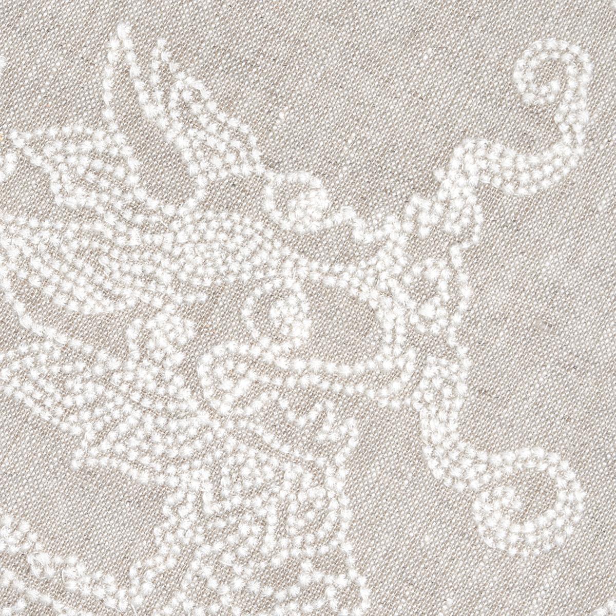 Schumacher Dragon Embroidery Ivory On Natural Fabric