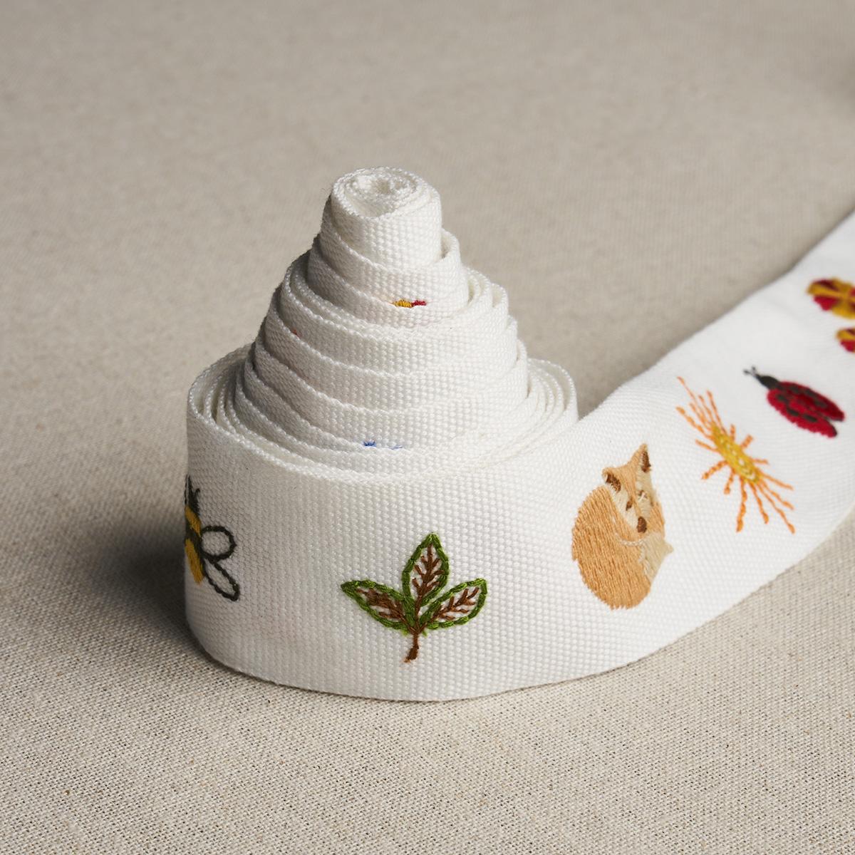 Schumacher Tiny Things Embroidered Tape Multi On Ivory Trim