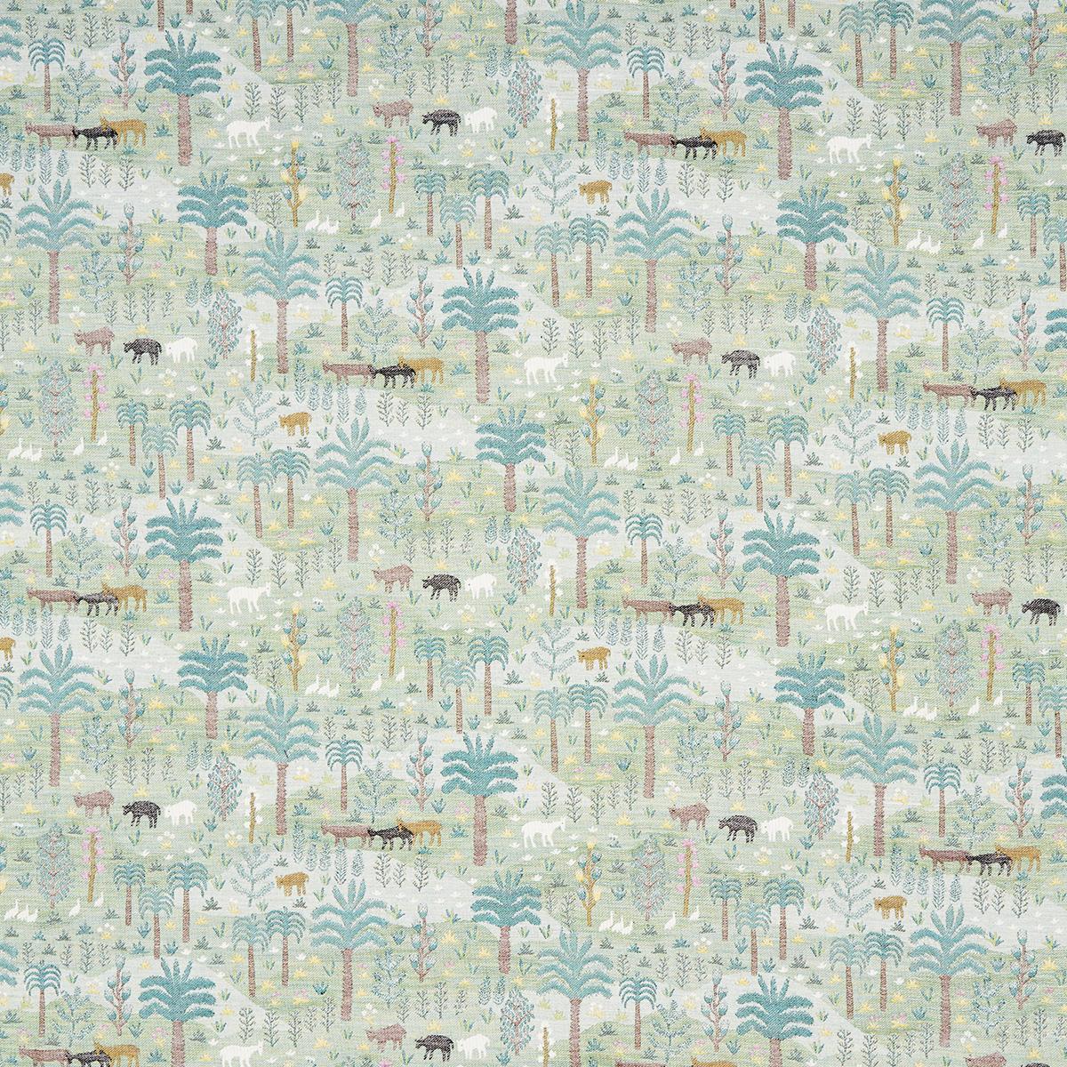 Schumacher Las Colinas Scenic Tapestry Green Fabric