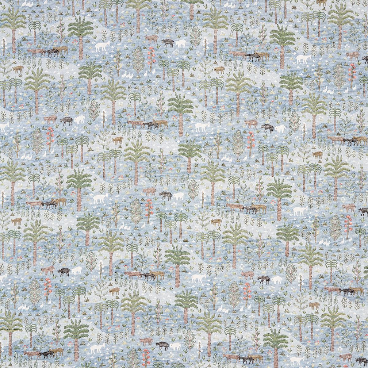 Schumacher Las Colinas Scenic Tapestry Blue Fabric