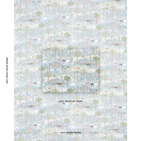 Schumacher Las Colinas Scenic Tapestry Blue Fabric