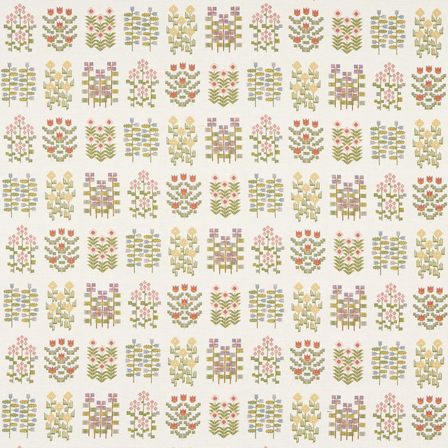 Schumacher Annika Floral Tapestry Multi On Ivory Fabric