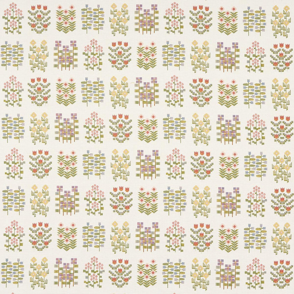 Schumacher Annika Floral Tapestry Multi On Ivory Fabric