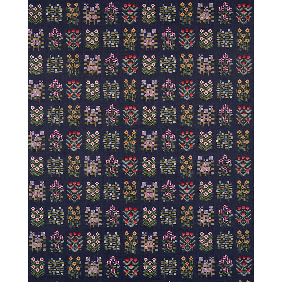 Schumacher Annika Floral Tapestry Multi On Navy Fabric