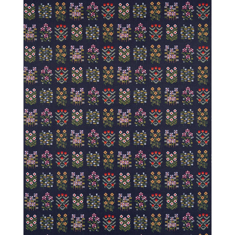 Schumacher Annika Floral Tapestry Multi On Navy Fabric