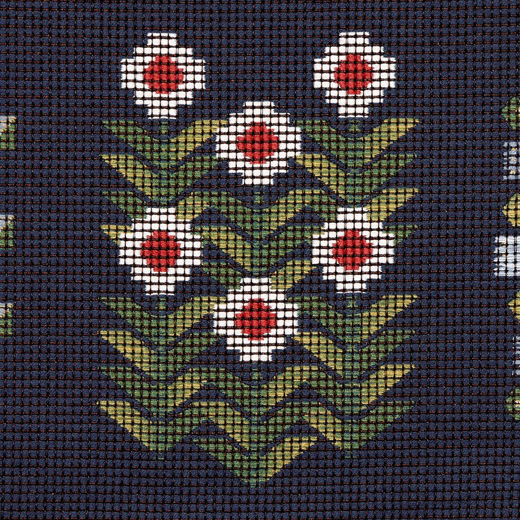 Schumacher Annika Floral Tapestry Multi On Navy Fabric