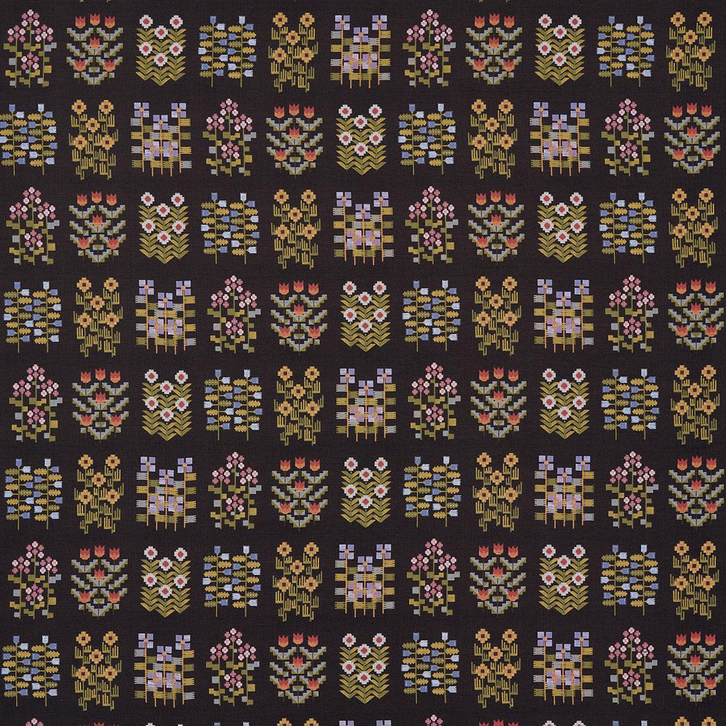 Schumacher Annika Floral Tapestry Multi On Espresso Fabric