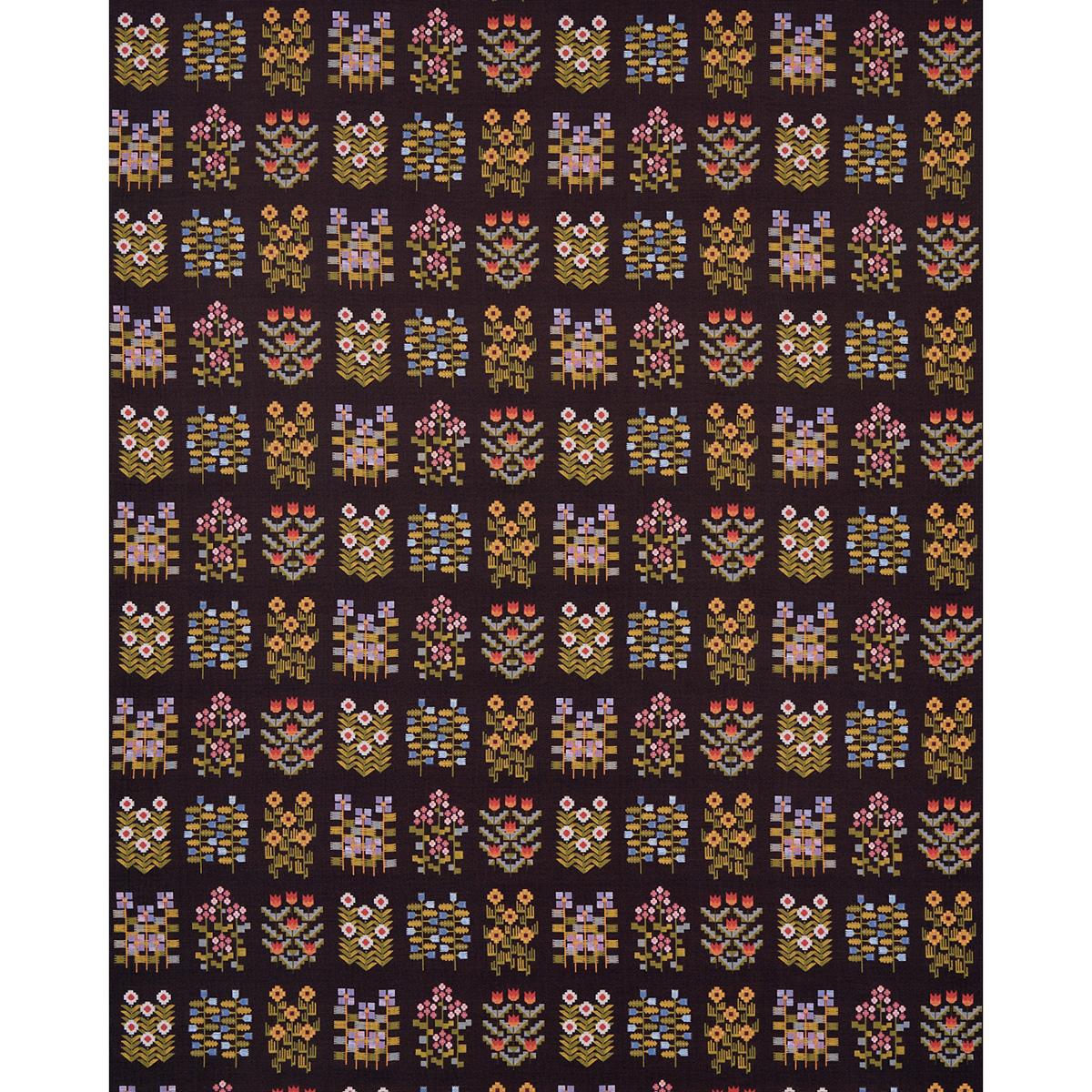 Schumacher Annika Floral Tapestry Multi On Espresso Fabric