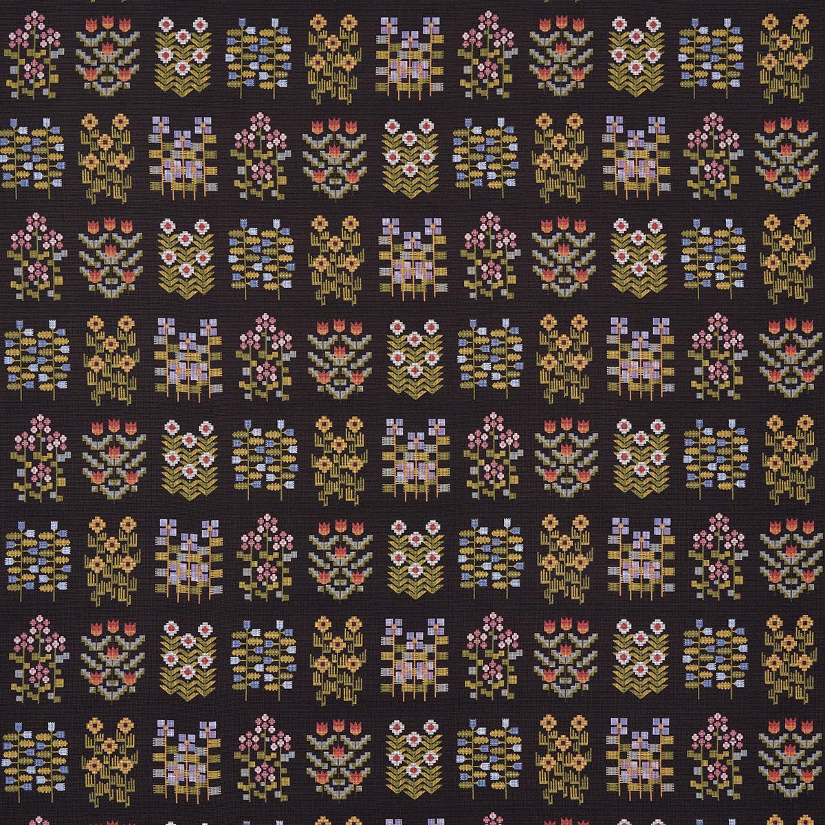 Schumacher Annika Floral Tapestry Multi On Espresso Fabric