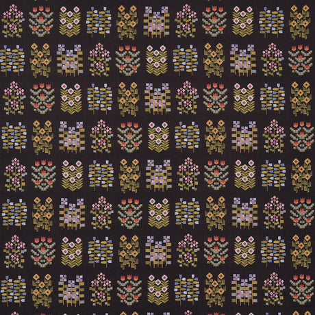 Schumacher Annika Floral Tapestry Multi On Espresso Fabric