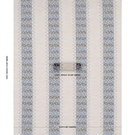 Schumacher Noor Kilim Stripe Indigo Fabric