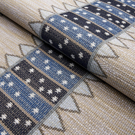 Schumacher Noor Kilim Stripe Indigo Fabric