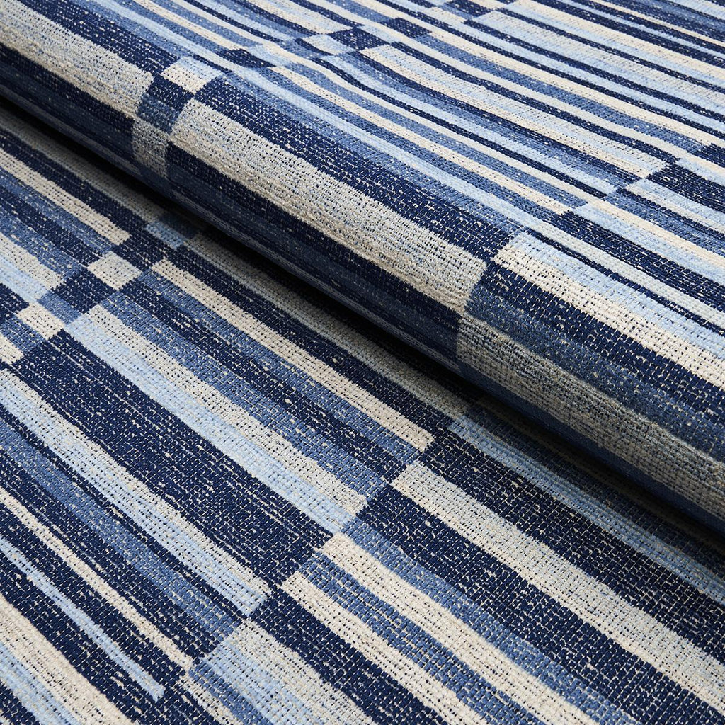 Schumacher Tierra Stripe Blue Fabric