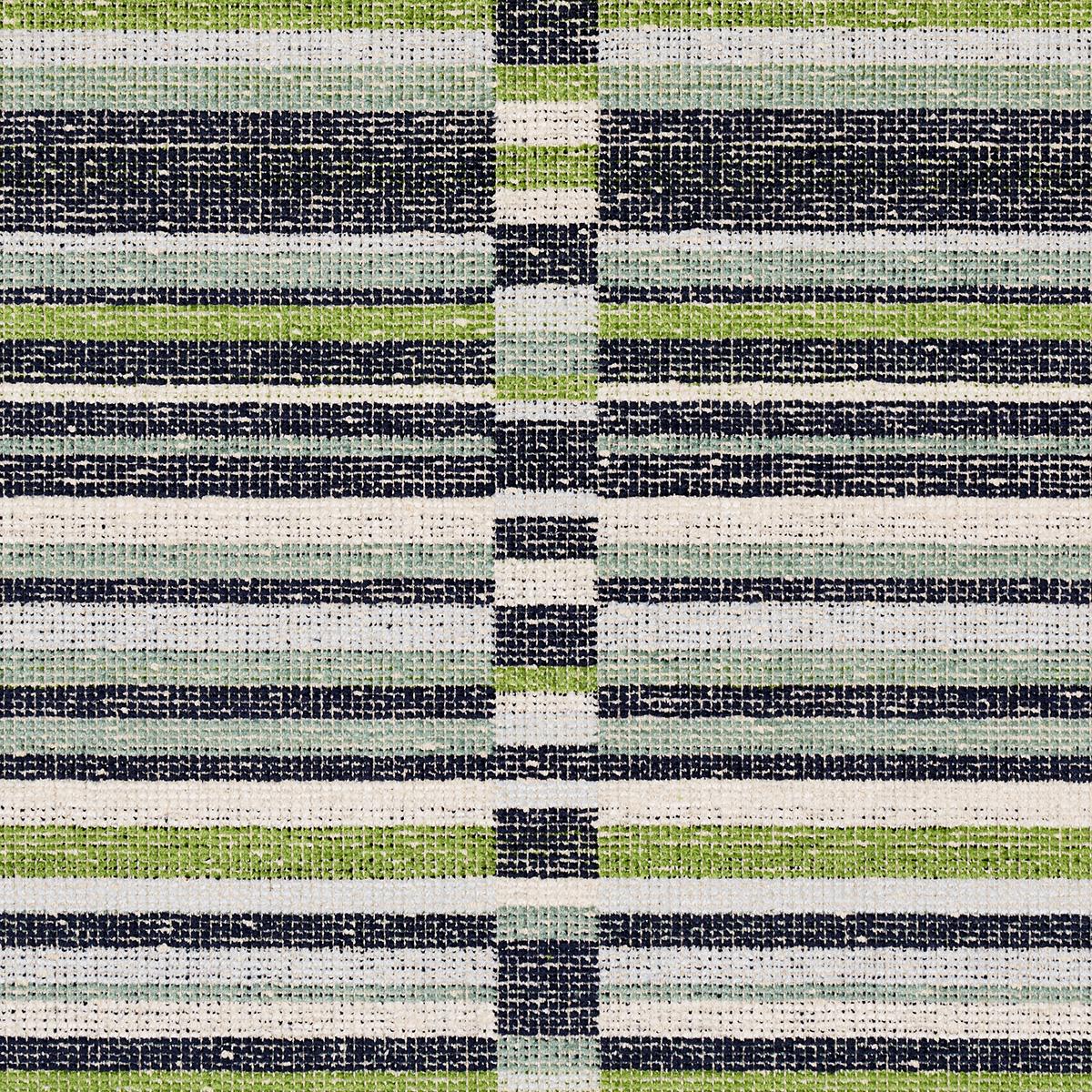 Schumacher Tierra Stripe Green & Blue Fabric
